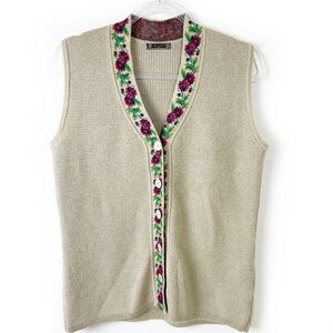 Vintage Rage Knit floral sweater vest size: XL